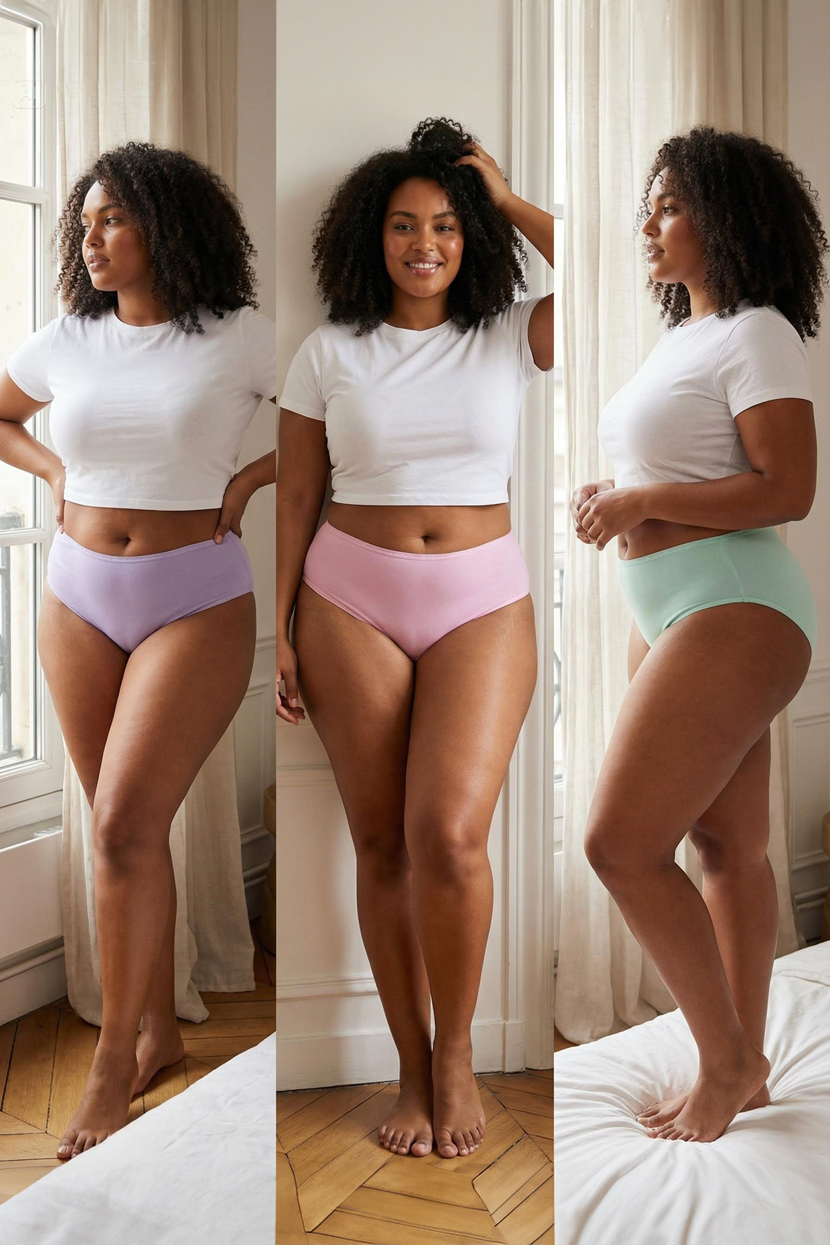 Trendyol Curve Rosa-blau-lila 3er-Pack Baumwoll-Slips mit elastischem Bund, k...