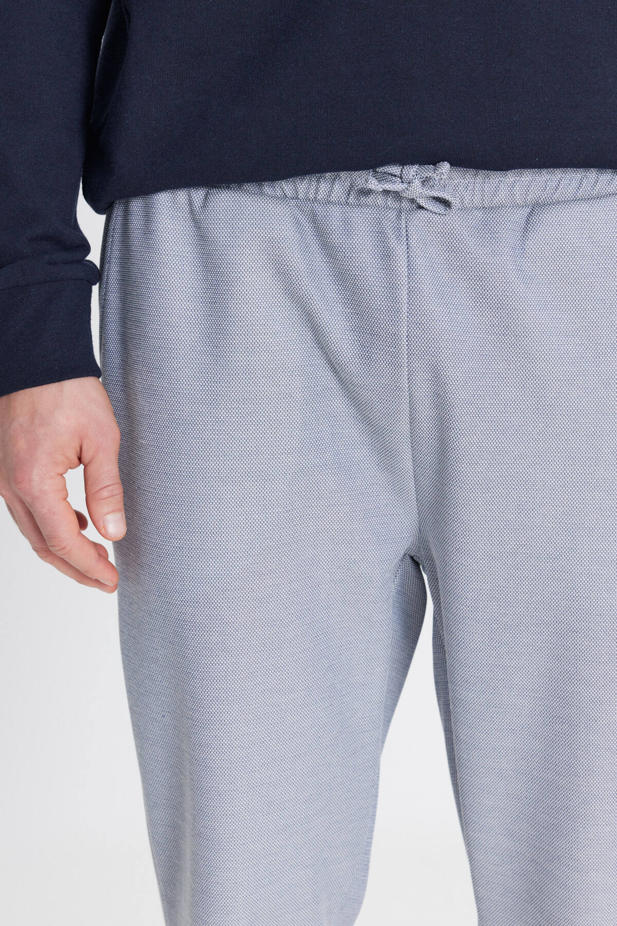 AC&Co / Altınyıldız Classics  Erkek Lacivert Melanj Pamuklu Standart Fit Normal Kesim Beli Bağlamalı Yan Cepli Eşofman Altı - Görsel 7