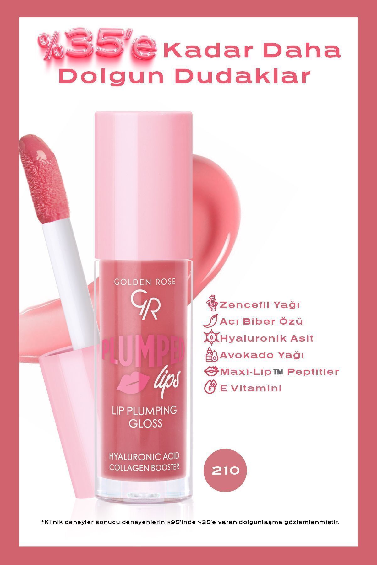 Golden Rose Plumped Lips Plumping Lipgloss 210 Dolgunlaştırıcı & Nemlendirici Dudak Parlatıcısı 4.7 ml