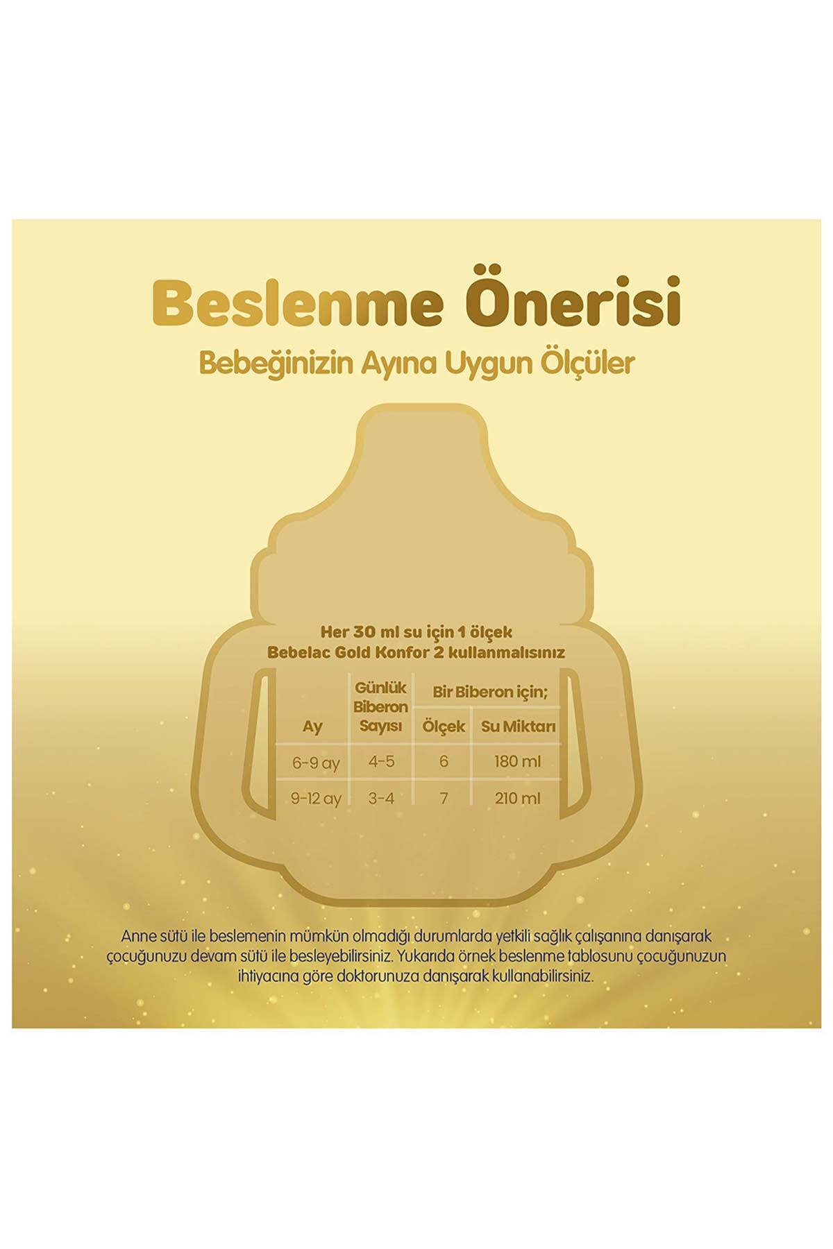 Bebelac Gold Konfor 2 Devam Sütü 6-12 Ay 800 Gr x 3 Adet 2400 Gr fotoğrafı 3 (önizleme)