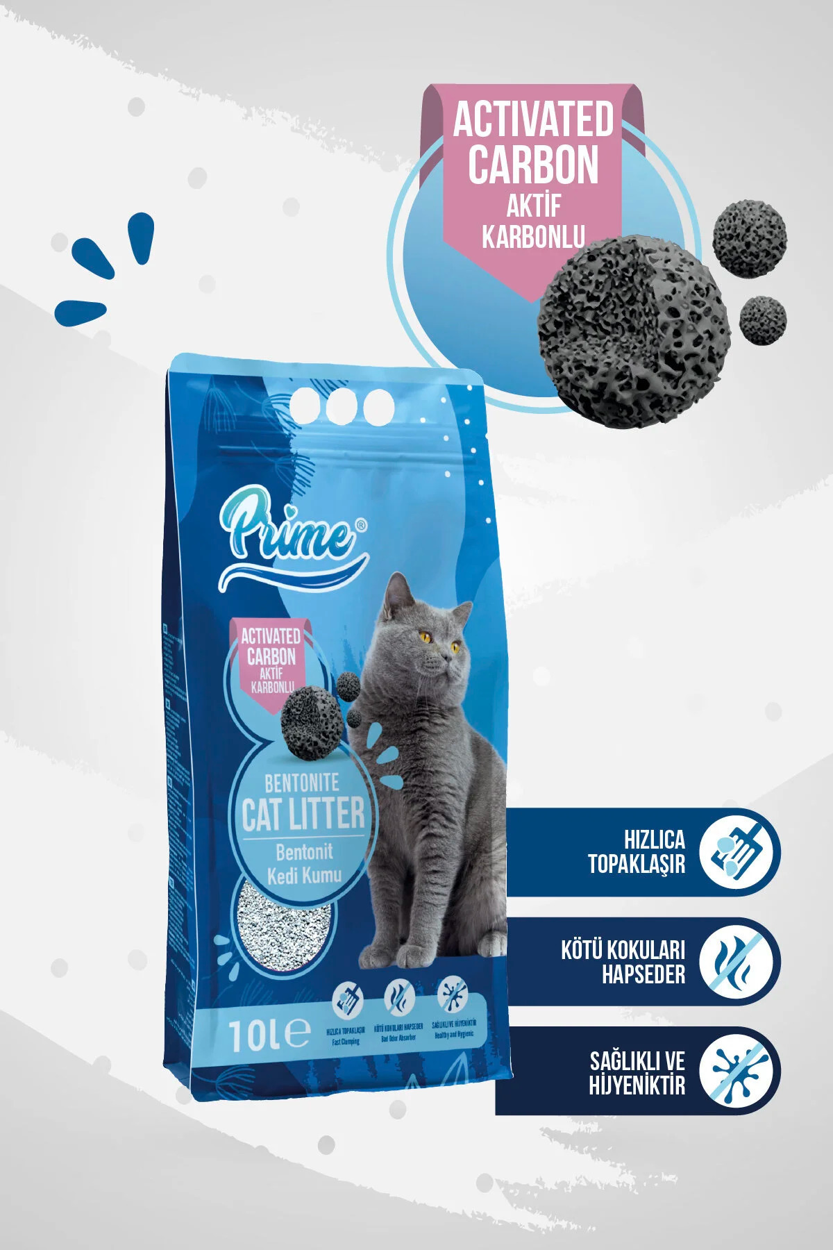 Prime 10 Lt Aktif Karbon Kedi Kumu