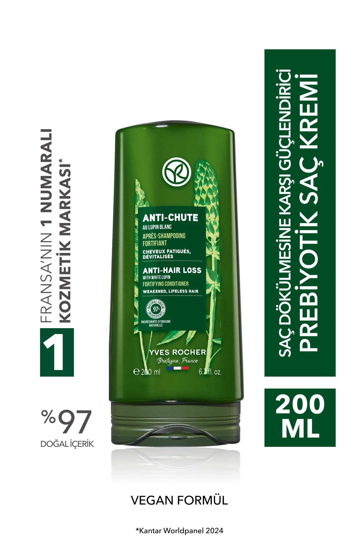 Yves Rocher Güçlendirici Prebiyotik Saç Kremi - Saç Dökülmesine Karşı / Anti-Chute - Vegan -200ml — 52694