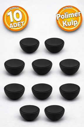 Badem10 Piyano Polimer Düğme Kulp Mat Siyah Mobilya Mutfak Çekmece Dolap Dola...