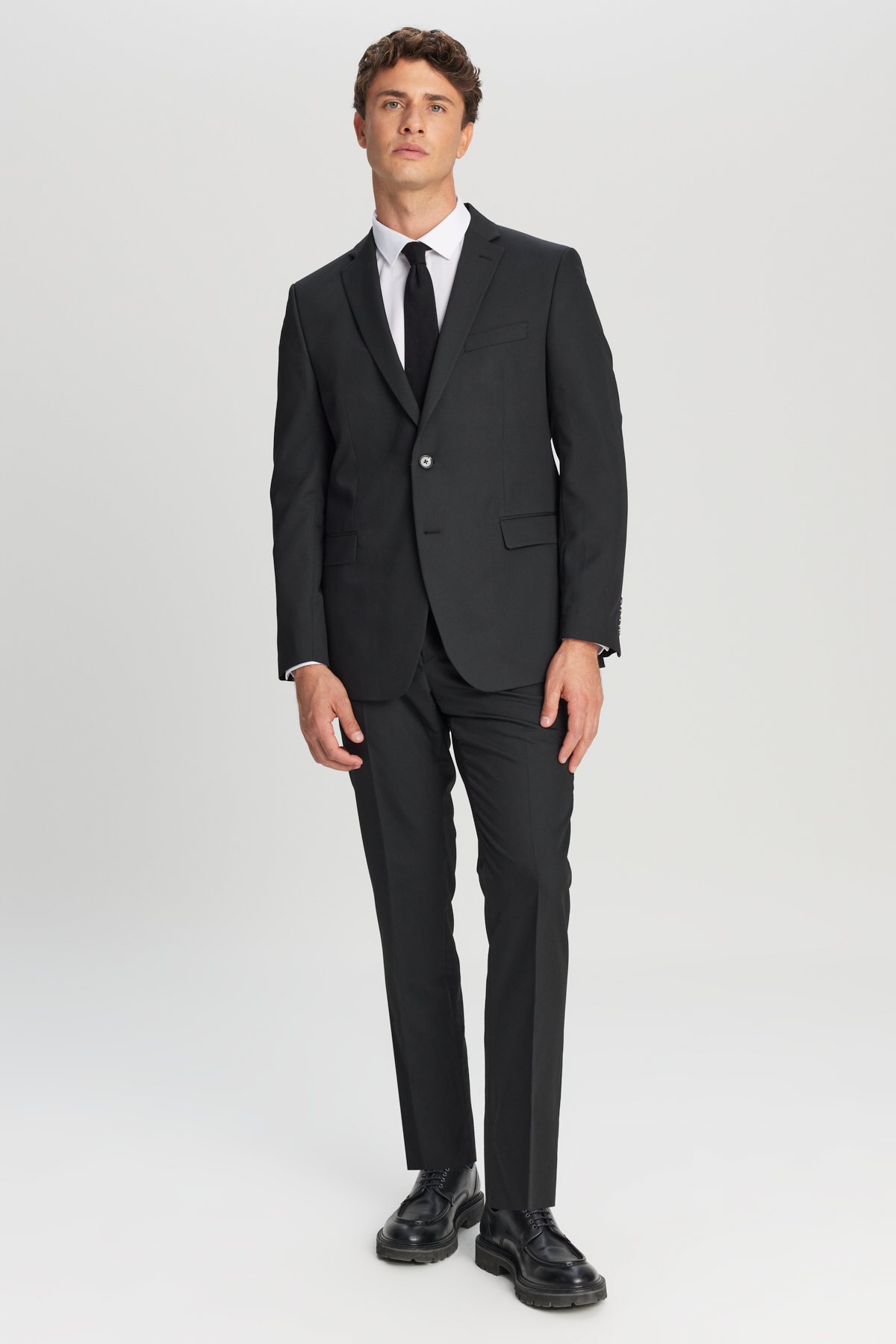 Altınyıldız Classics  Erkek Siyah Slim Fit Dar Kesim Mono Yaka Takım Elbise - Görsel 6