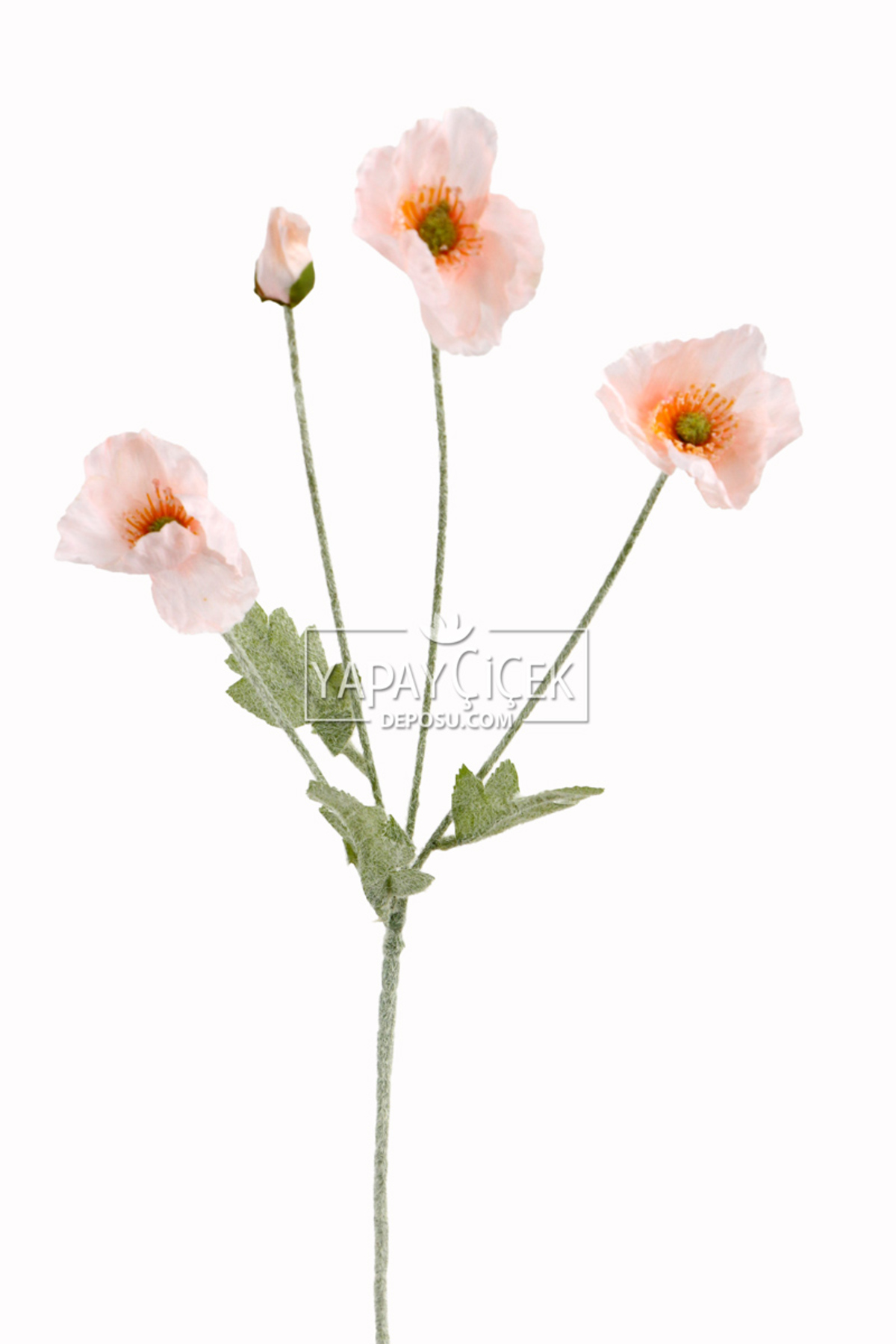 Artificial Flower 4 Poppy Branch 60 cm Powder