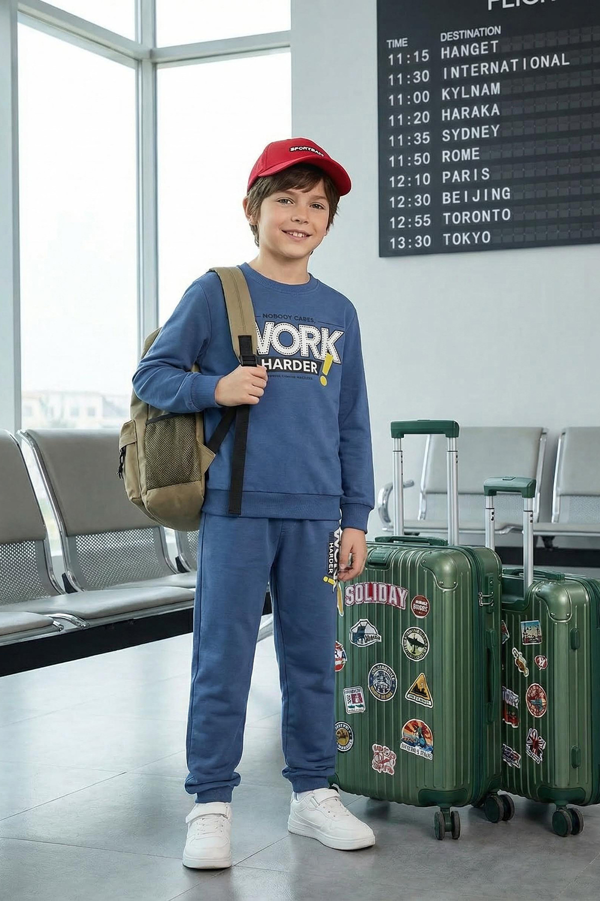 TRENDYOLKIDS Indigo Male Child Seasonal-Fine Patterned Set Knitted Bottom-Top Set Tkdaw25Au00029