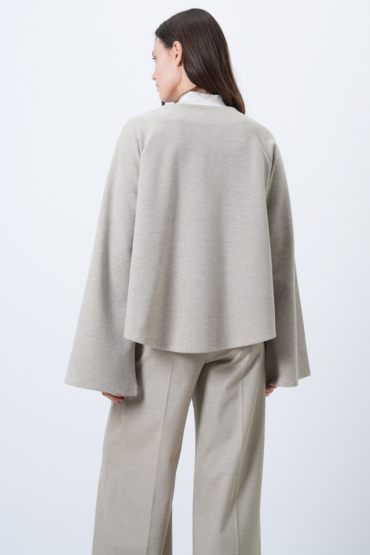 Trend Alaçatı Stili  Kadın Bej Bisiklet Yaka Geniş Kesim Triko Ceket ALC-X14712 - Görsel 7