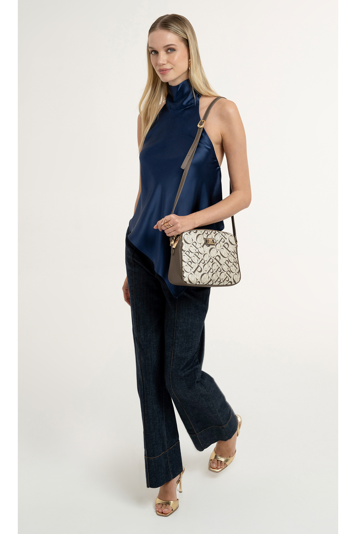 Monogram Gold Women's Crossbody Shoulder Bag 05PO25Y2518