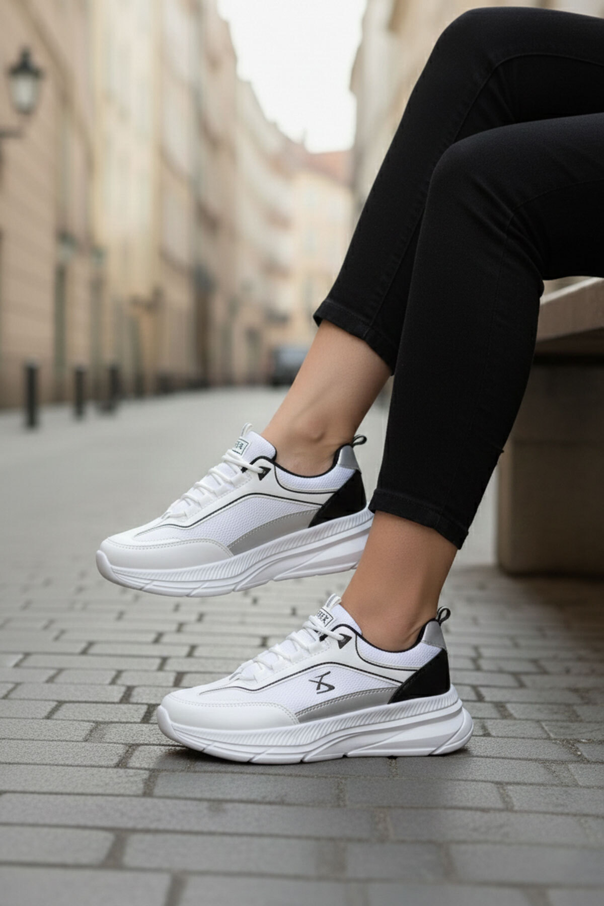SOHO Beyaz-Siyah Kadın Sneaker 20414 görsel 3