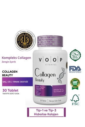 VOOP Collagen Beauty Tip 1 Ve Tip 3 | Kolajen Hyaluronic Asit Q10 Biotin Çink...