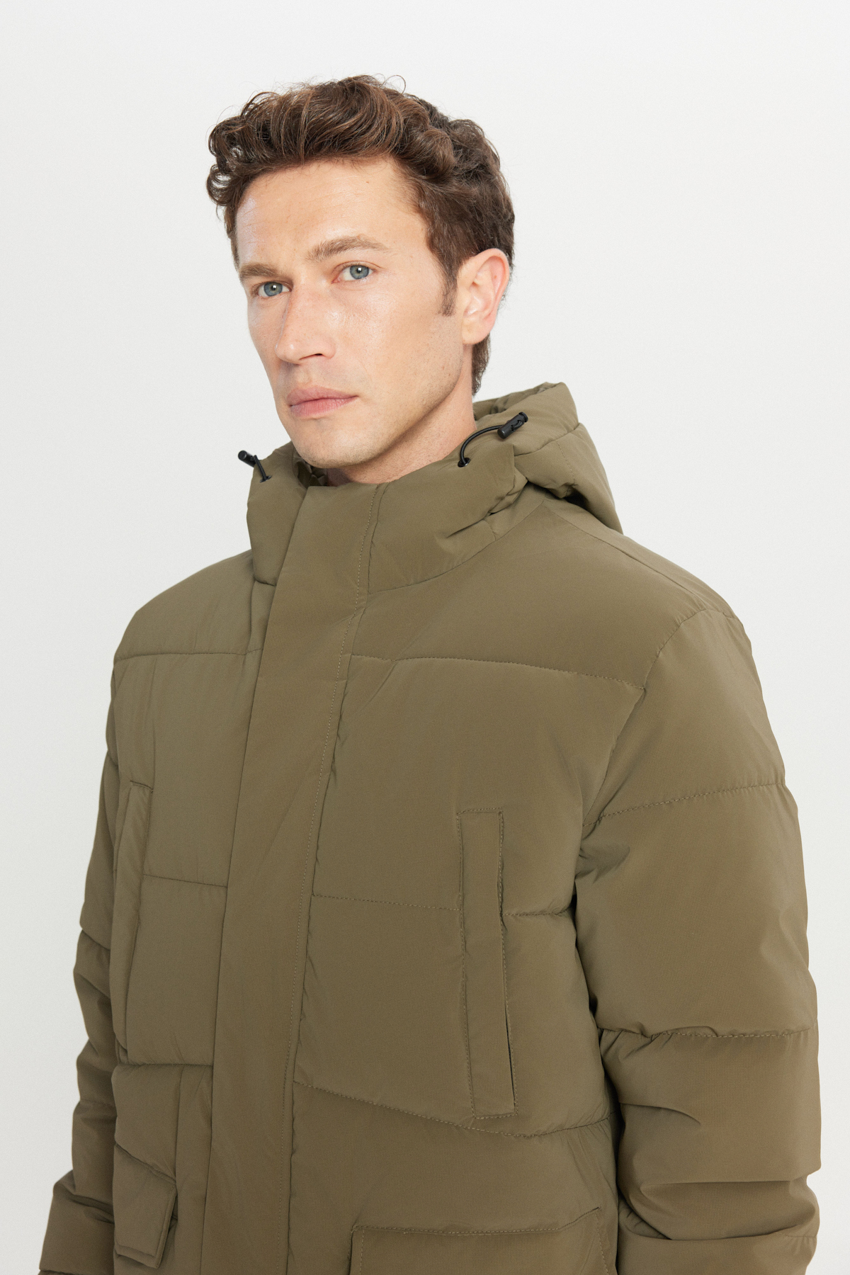 AC&Co / Altınyıldız Classics  Erkek Haki Soğuk Geçirmez Sıcak Tutan Dolgulu Mont Kaban Standart Fit Dik Yaka Kapüşonlu Kapak Cepli - Görsel 8