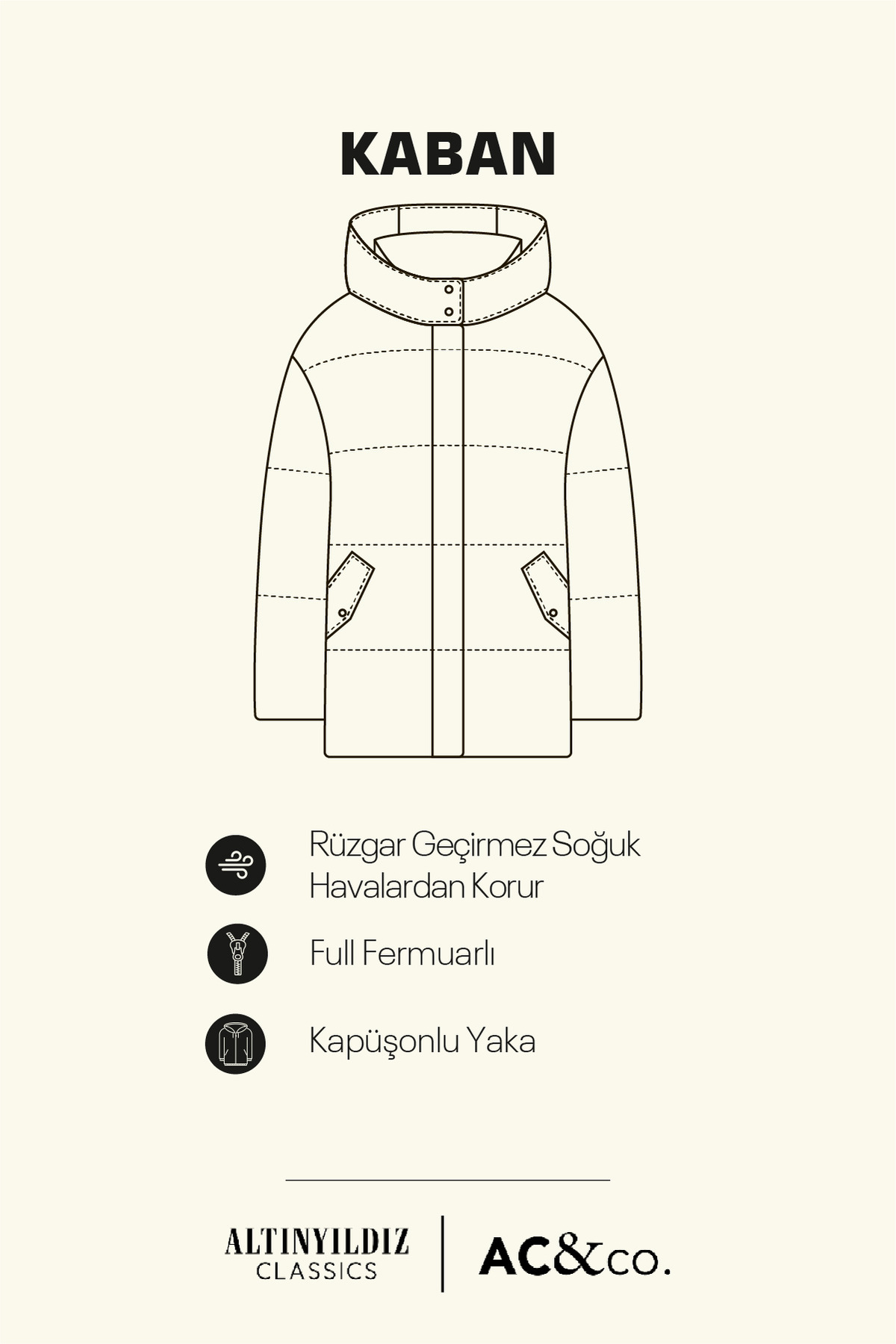AC&Co / Altınyıldız Classics Erkek Siyah Soğuk Geçirmez Mont Kaban Standart Fit Normal Kesim Kapüşonlu Dik Yaka Yan Cepli görsel 4