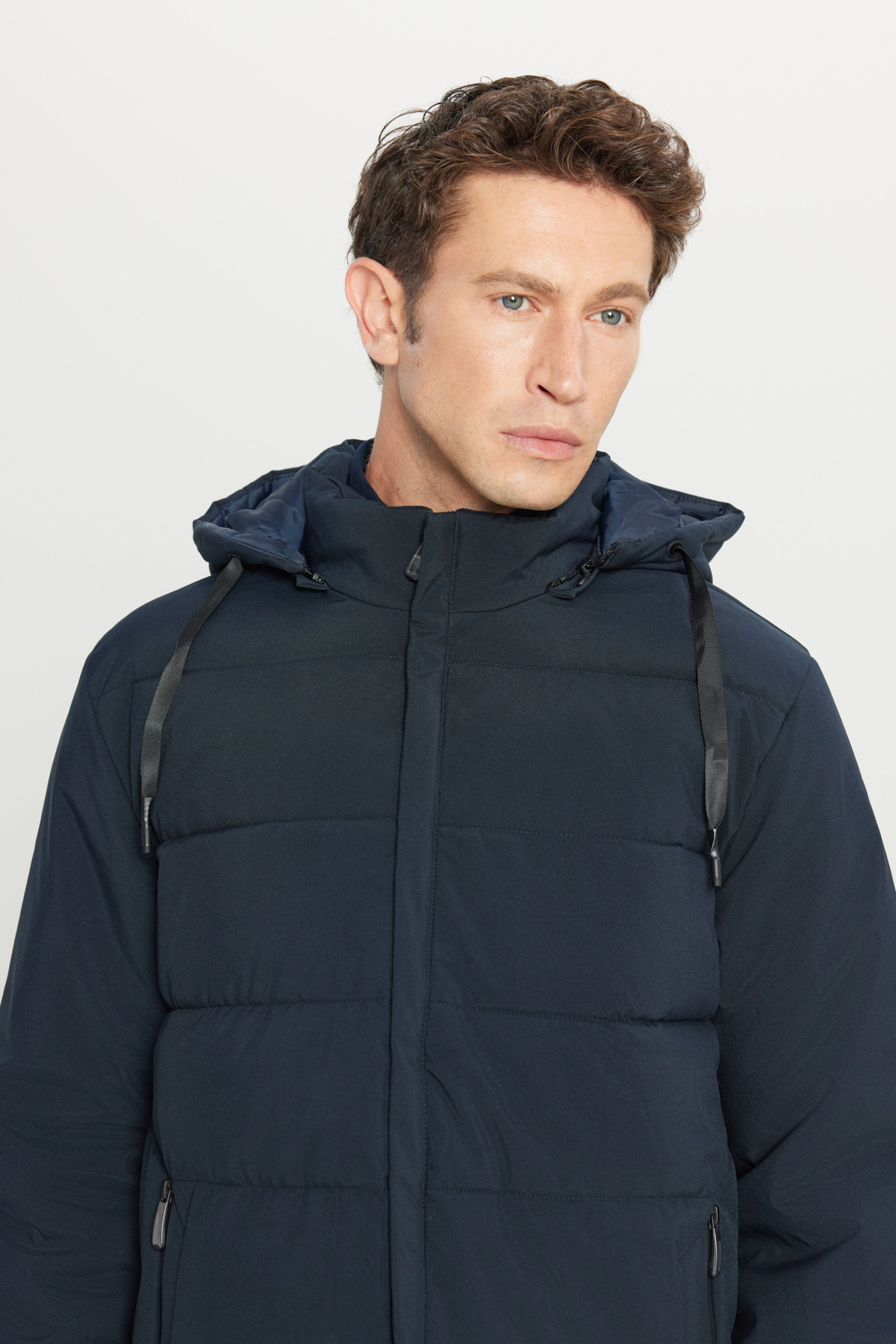 AC&Co / Altınyıldız Classics  Erkek Lacivert Sıcak Tutan Dolgulu Standart Fit Dik Yaka Kapüşonlu Yan Cepli Casual Mont - Görsel 7
