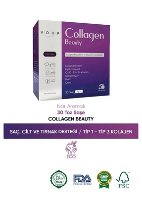 VOOP Collagen Beauty Yüksek Biyoaktif Hidrolize Kolajen %100 Saf Ve Doğal - 3...