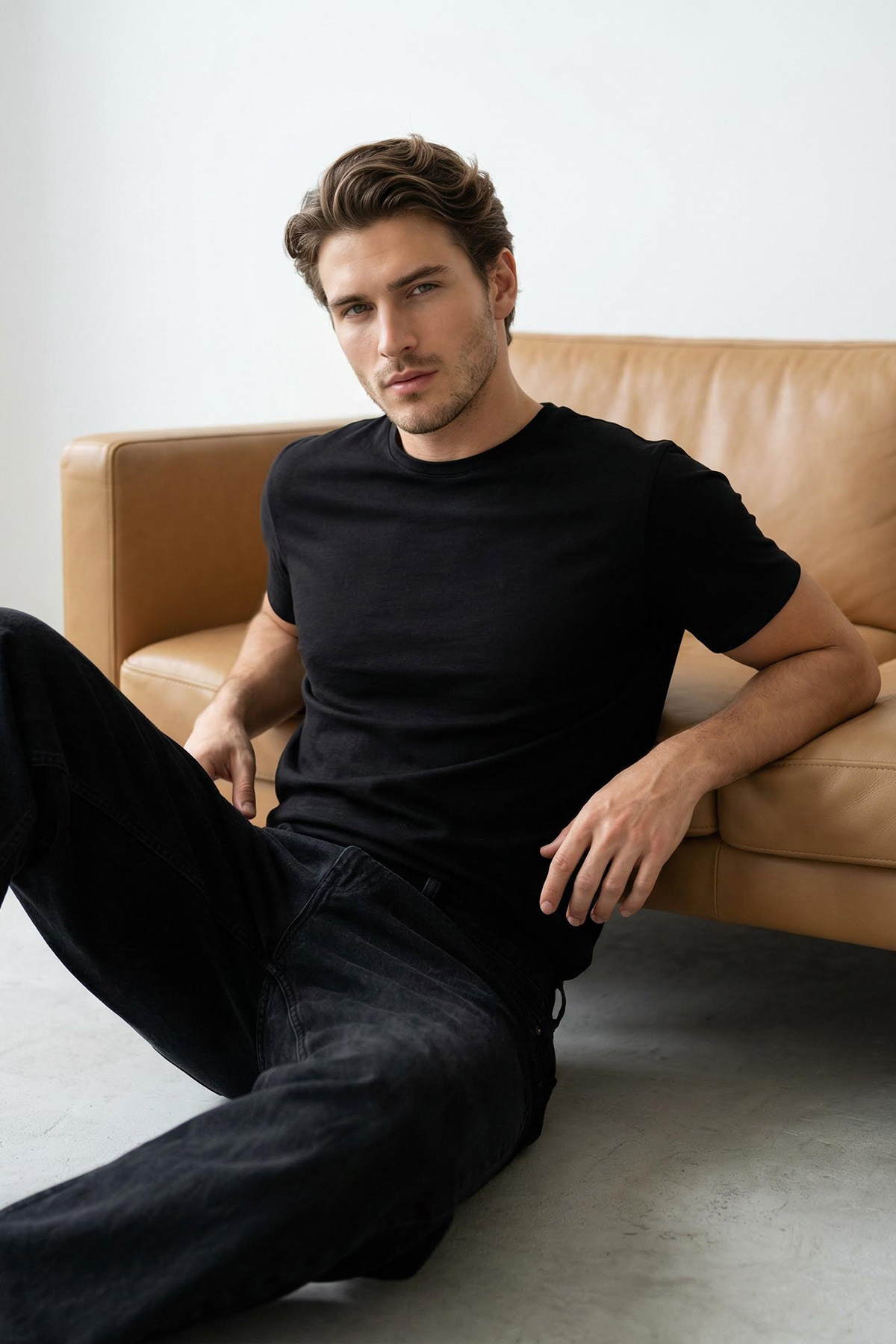 Trendyolmilla Man Siyah Basic %100 Pamuklu Regular/Normal Kesim Bisiklet Yaka T-Shirt TMNSS21TS0808