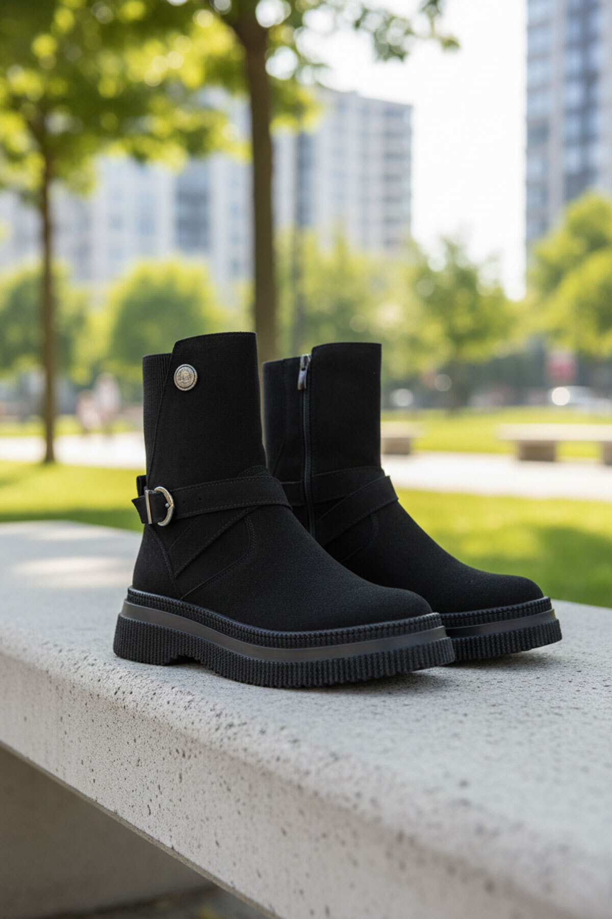 SOHO Siyah Süet Kadın Bot & Bootie 21169 görsel 2