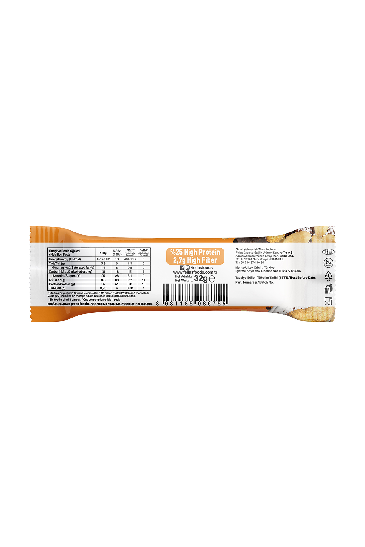 Protein Bar - Yer Fıstıklı ve Kakaolu (32 g) x 12 Adet 7