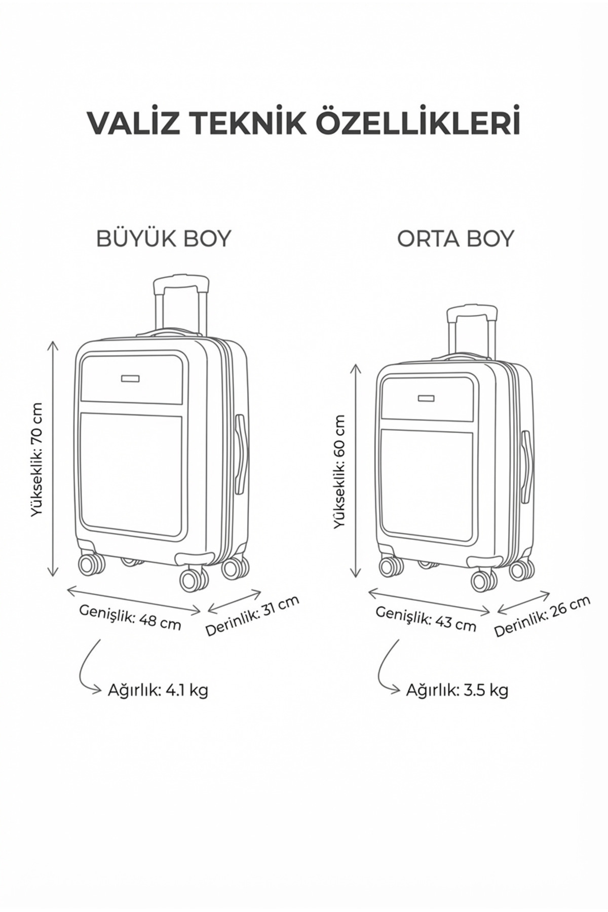 Wexta  Valiz - Büyük Boy ve Orta Boy 2'li Set - Karışık Renk ve Karışık Model - Görsel 6