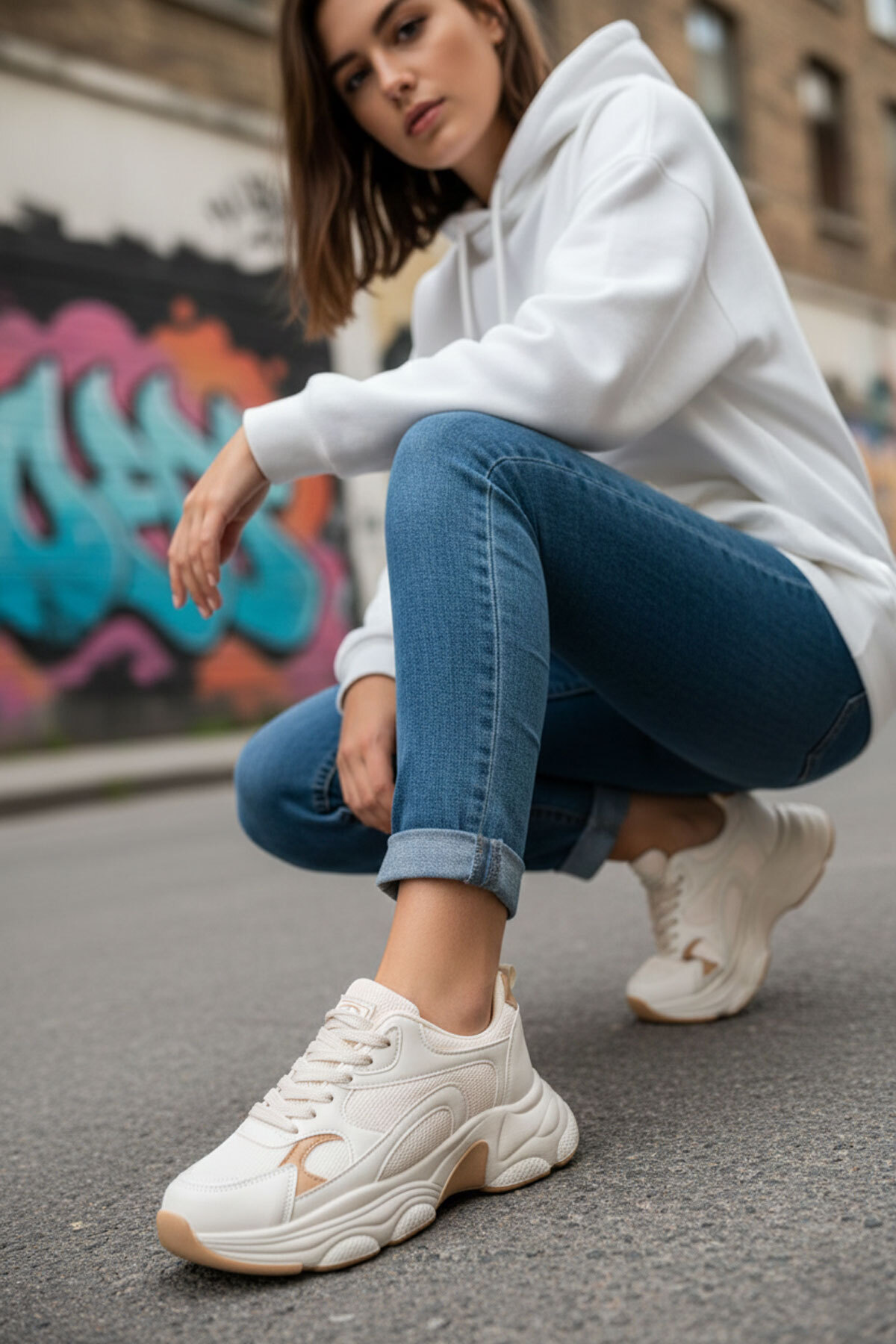 Beige-Tan Women's Sneakers 20566