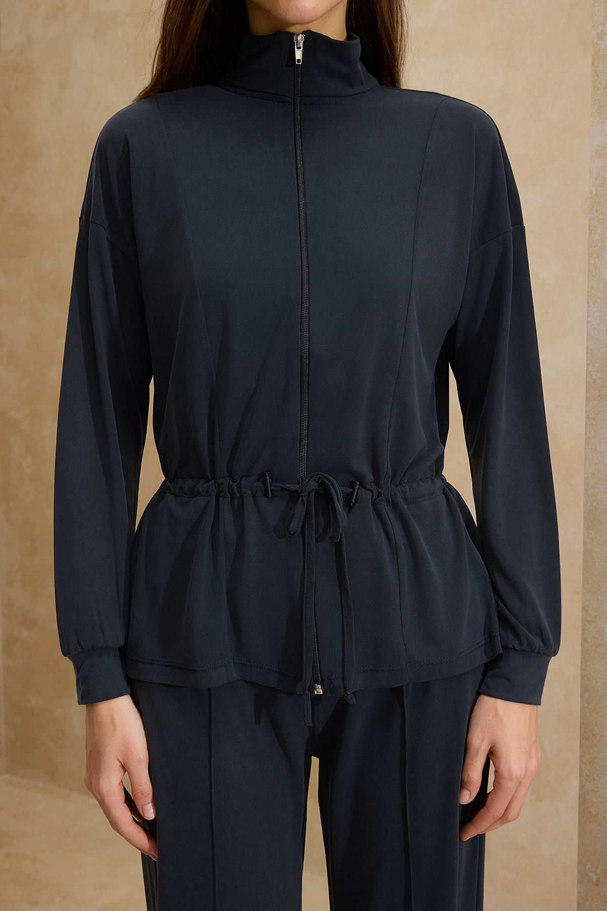 Trendyolmilla  More Sustaniable Antrasit Oversize Fermuarlı Modal Premium Örme Alt-Üst Takım TWOSS26AU00009 - Görsel 3