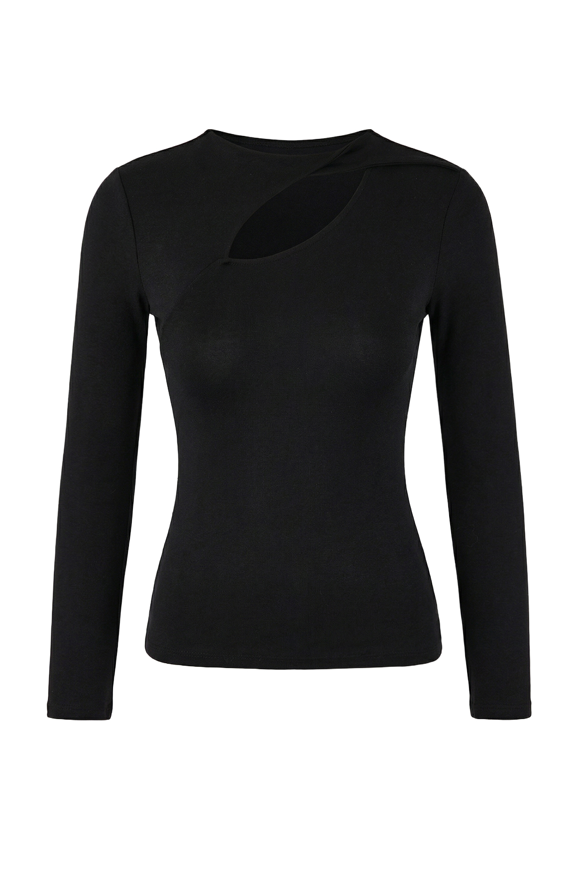 Trendyolmilla  Siyah Fitted/Vücuda Oturan Uzun Kollu Pencere Detaylı Yumuşak Örme Bluz TWOSS26BZ00247 - Görsel 5