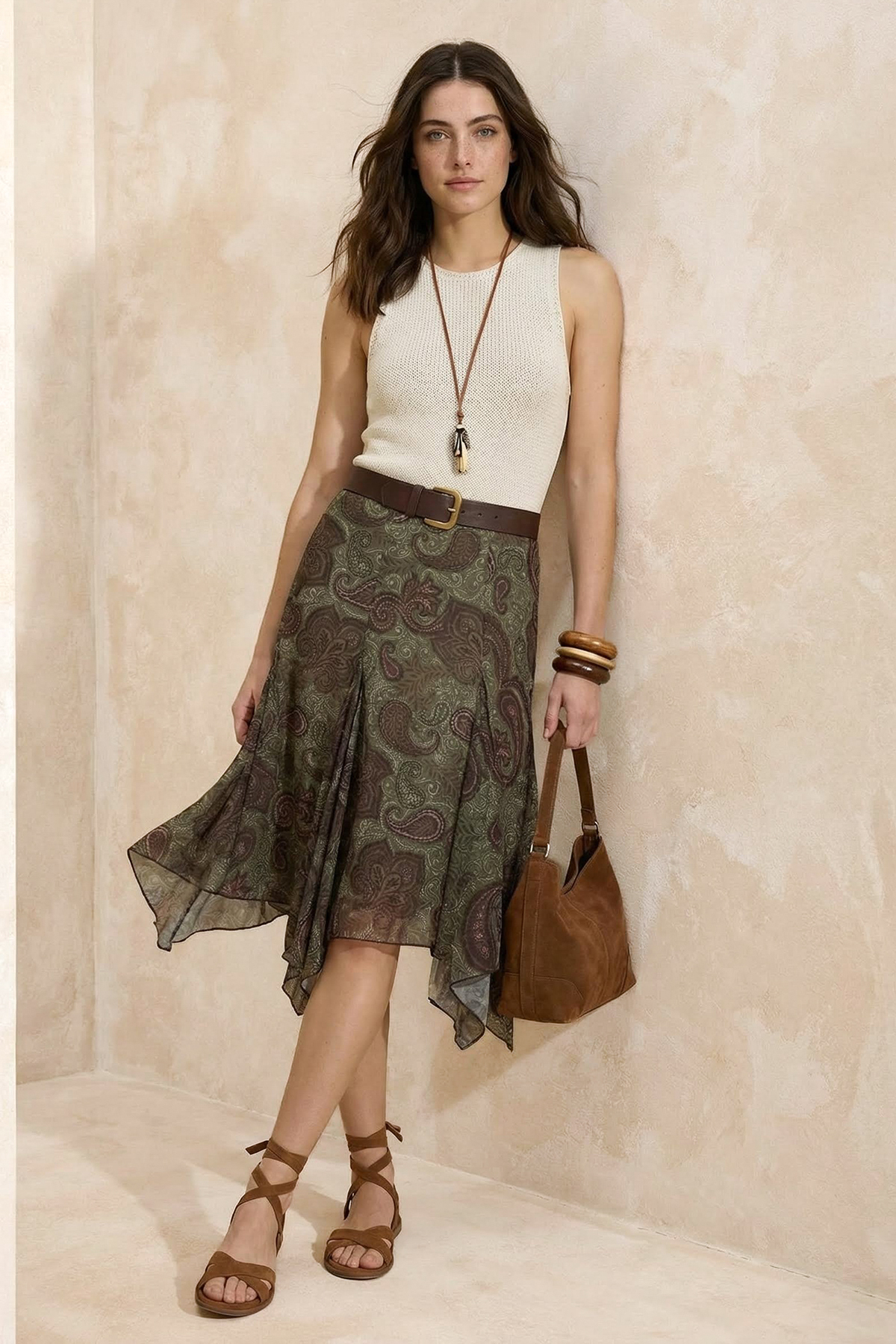 Trendyolmilla  Çok Renkli Çiçekli A-Kesim/Çan Form Volanlı/Fırfırlı Normal Bel Midi Tül Örme Etek TWOSS26ET00019