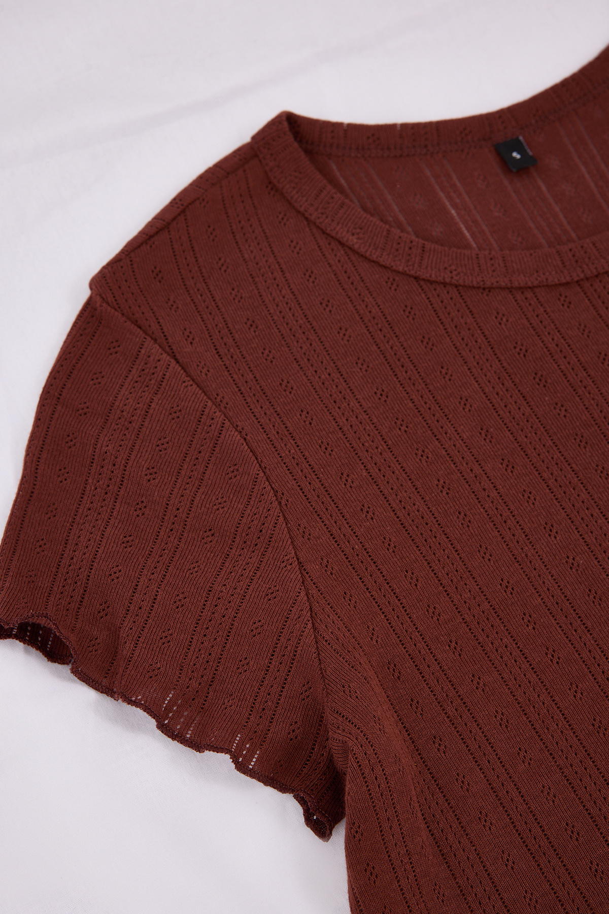 Trendyolmilla  Kahverengi %100 Pamuklu Baby Overloklu Fitilli/Pointel Örme Pijama Takımı THMSS26PT00012 - Görsel 8