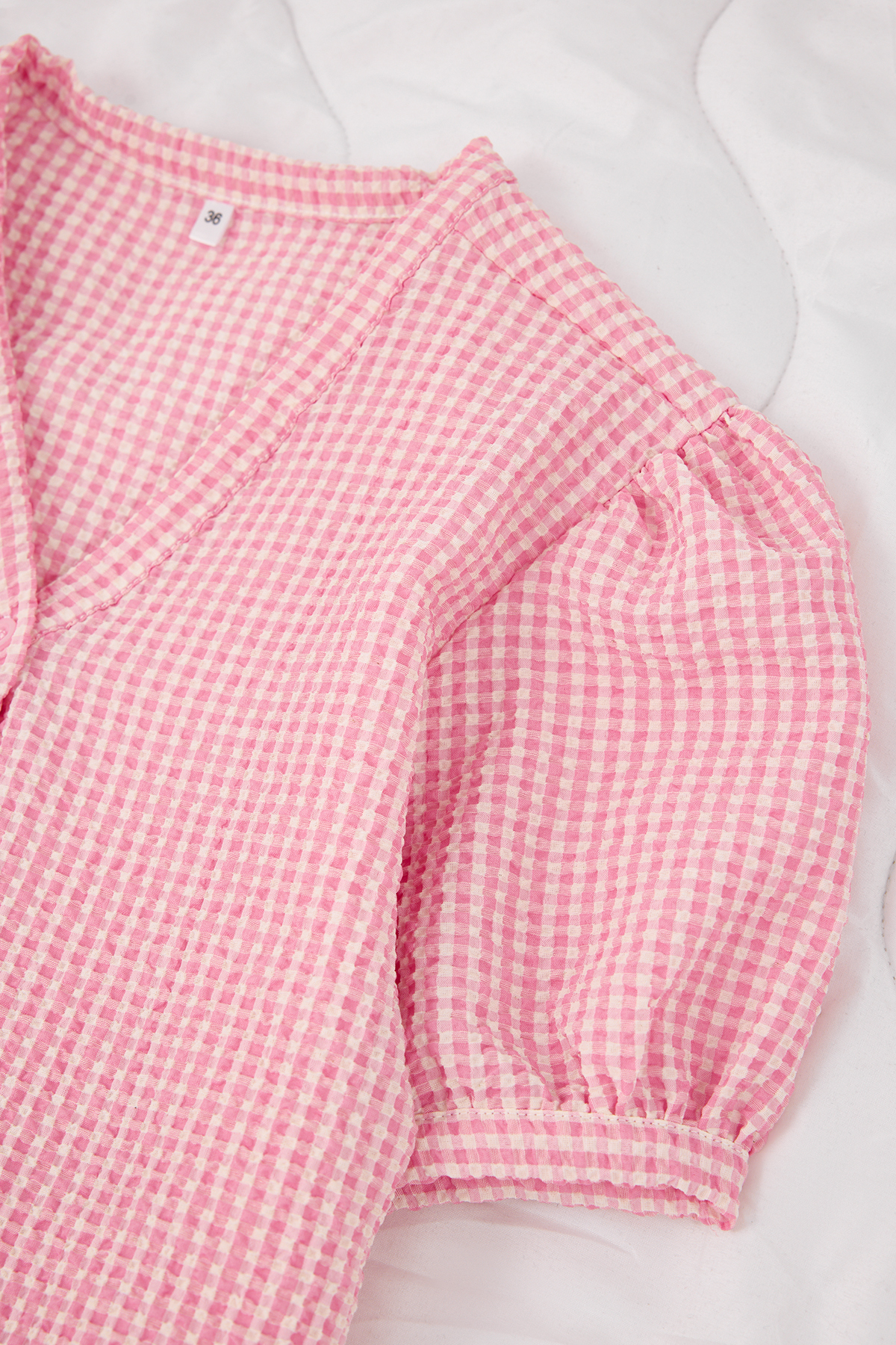 Trendyolmilla  Pembe Ekoseli Fırfırlı Gofre Dokuma Pijama Takımı THMSS26PT00002 - Görsel 9