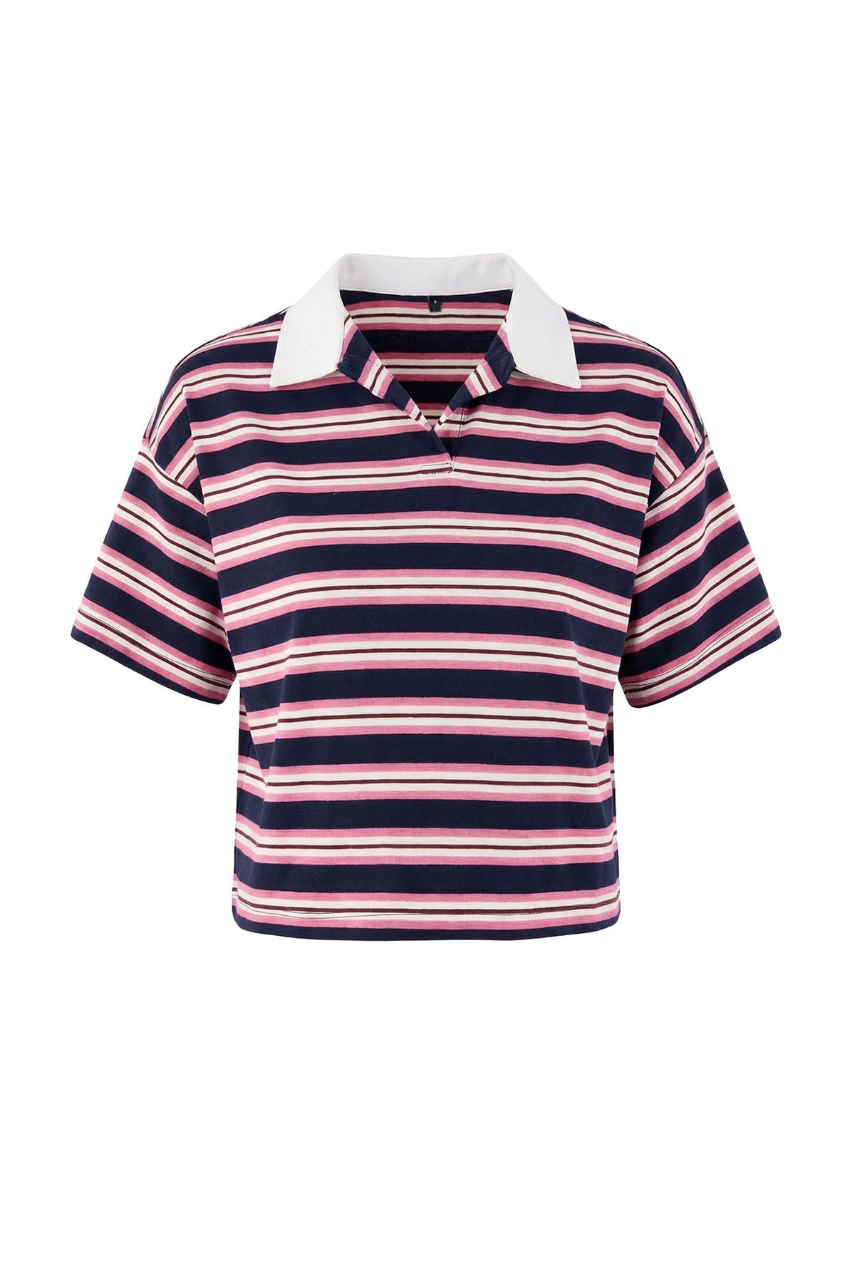 Trendyolmilla  Lacivert Çizgili Regular/Normal Kalıp Polo Yaka Tok Pamuklu Örme T-Shirt TWOSS26TS00032 - Görsel 5