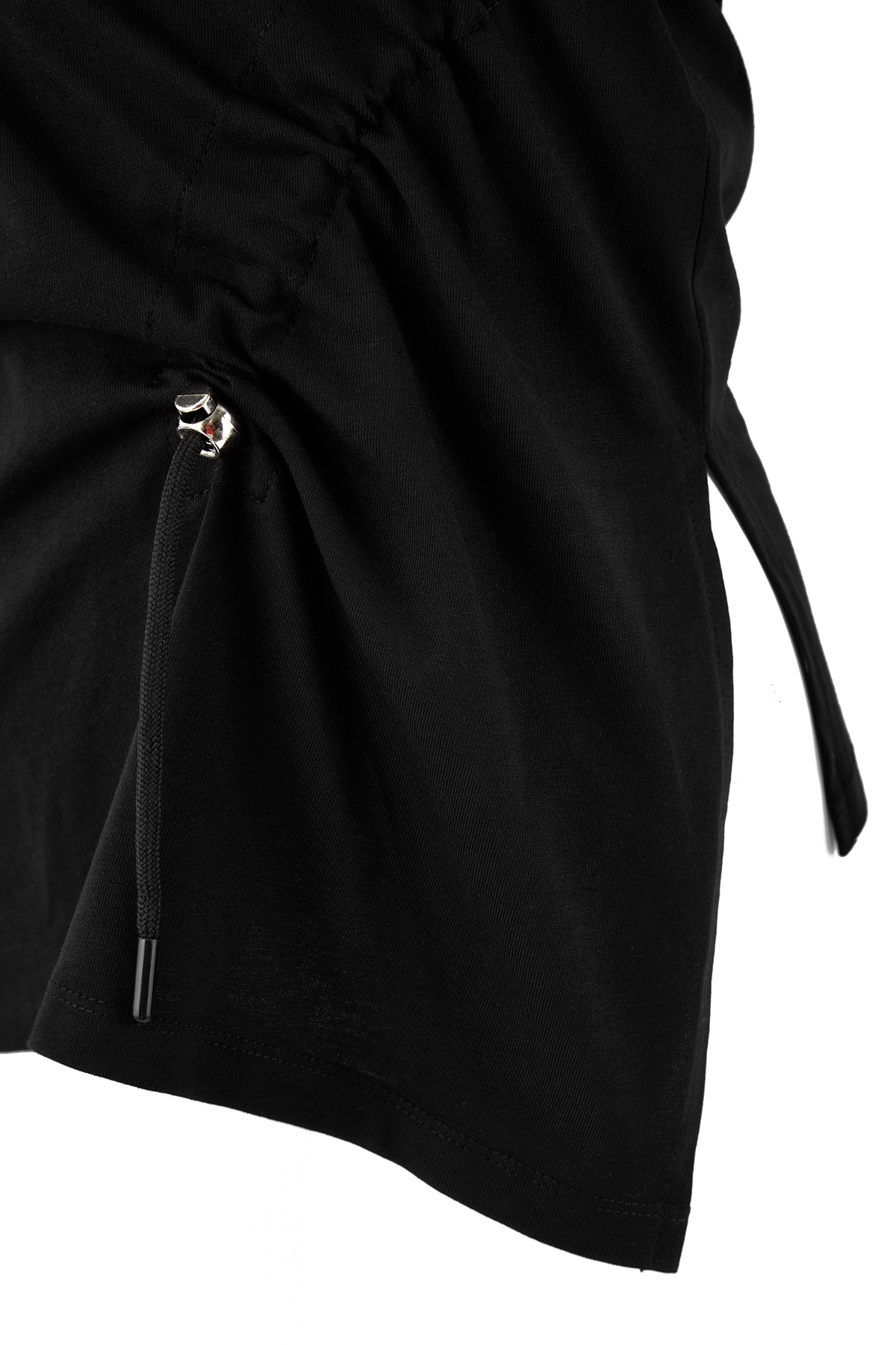 Trendyolmilla  Siyah Regular/Normal Kalıp Kısa Kollu %100 Pamuk Büzgü Detaylı Örme Bluz TWOSS26BZ00009 - Görsel 6