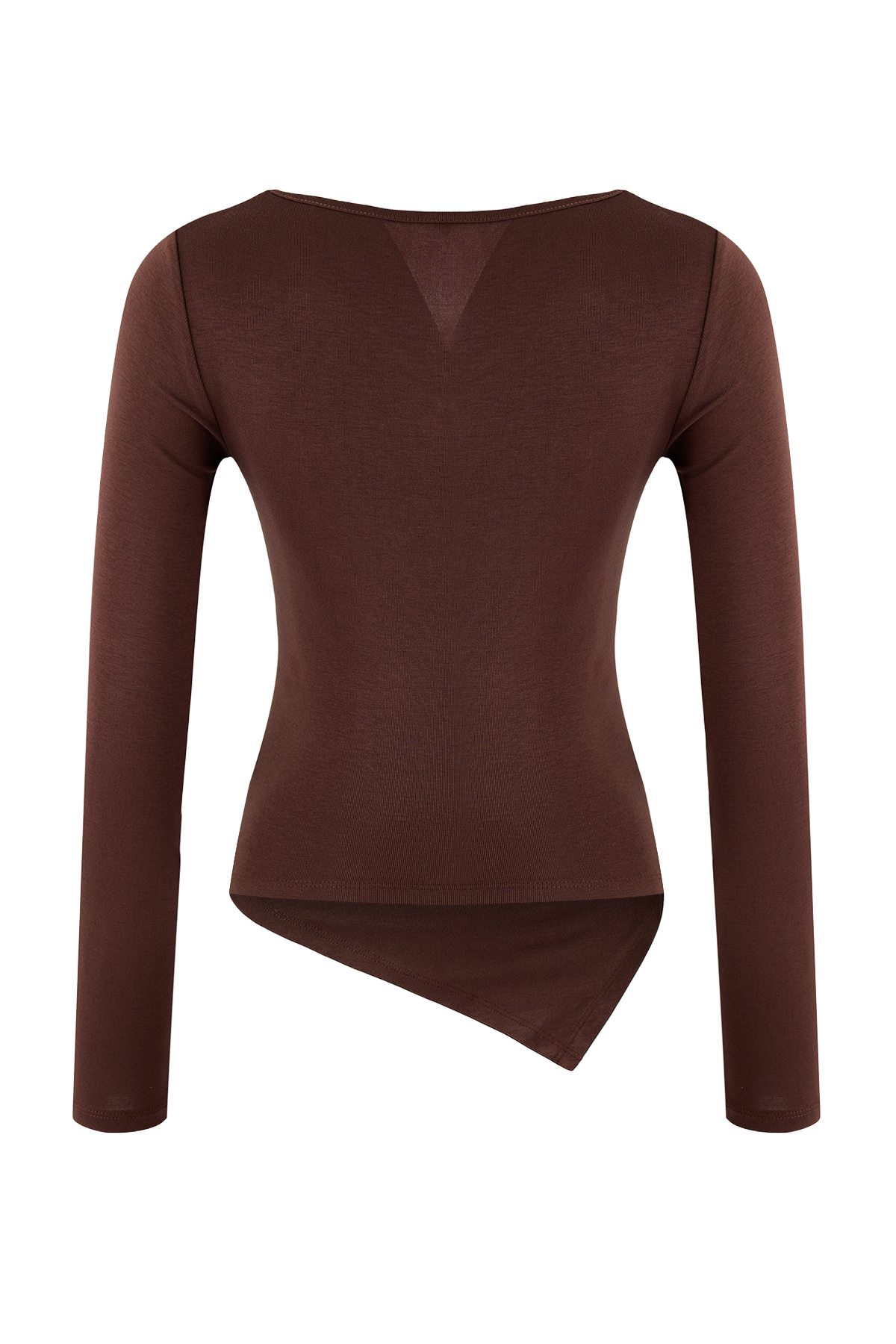 Trendyolmilla  Kahverengi Fitted/Vücuda Oturan V Yaka Uzun Kollu Esnek Örme Bluz TWOSS26BZ00244 - Görsel 6