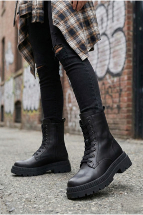 Dgn Kadın Bot Siyah Nappa Hakiki Deri 315412453