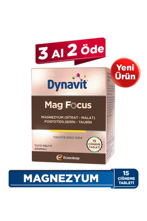 Dynavit Mag Focus 15 Çiğneme Tab - Magnezyum Malat & Sitrat, Fosfotidilserin,...