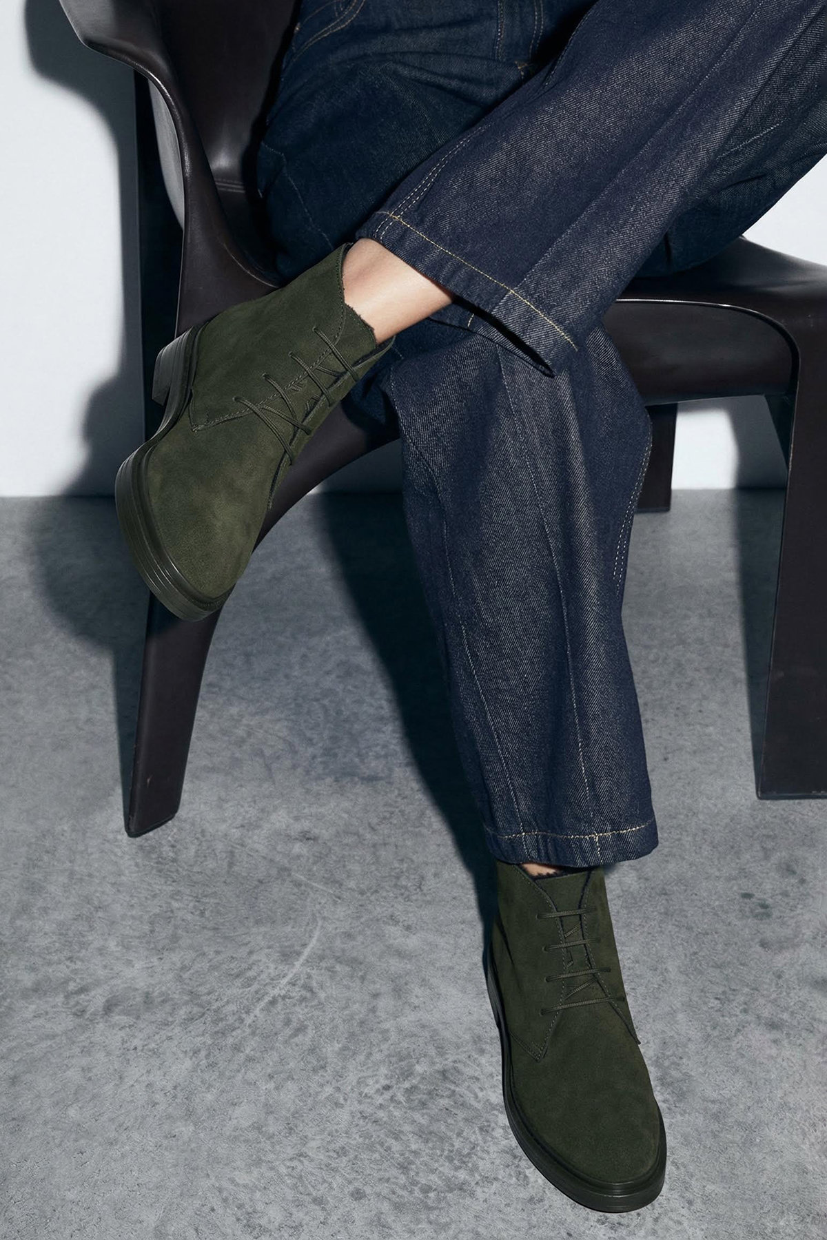 TRENDYOL SHOES Khaki semišové čižmy s detailom šnurovania, dámske čižmy s pod...