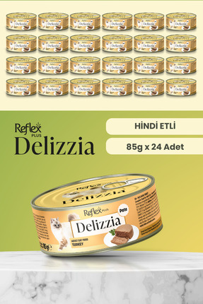 Reflex Plus Delizzia / Kıyılmış Hindi Etli Yetişkin Kedi Maması 85g x 24 Adet