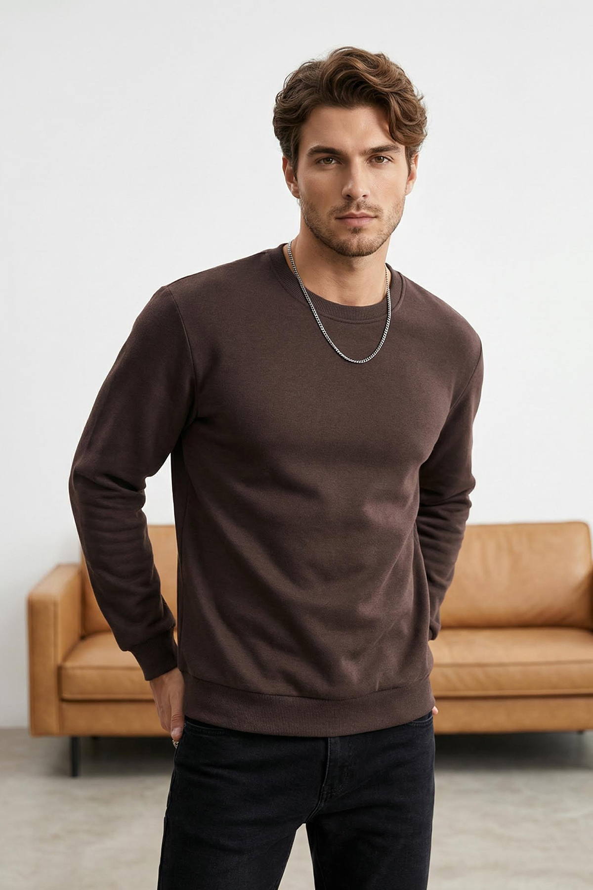 Trendyol Collection Brązowa bluza z polaru Regular/Normal Cut z wewnętrzną st...