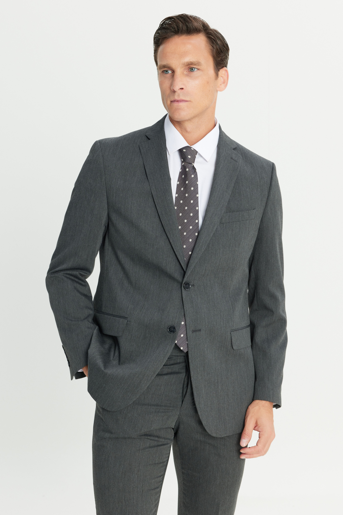 Altınyıldız Classics  Erkek Antrasit Slim Fit Dar Kesim Mono Yaka Takım Elbise