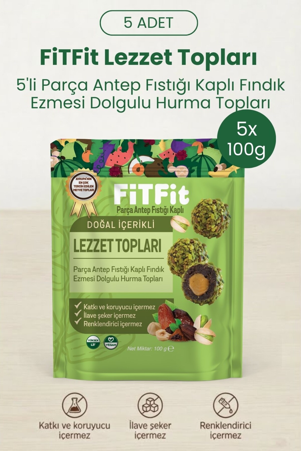 FitFit Doğal İçerikli Lezzet Topları | Antep Fıstıklı Fındık