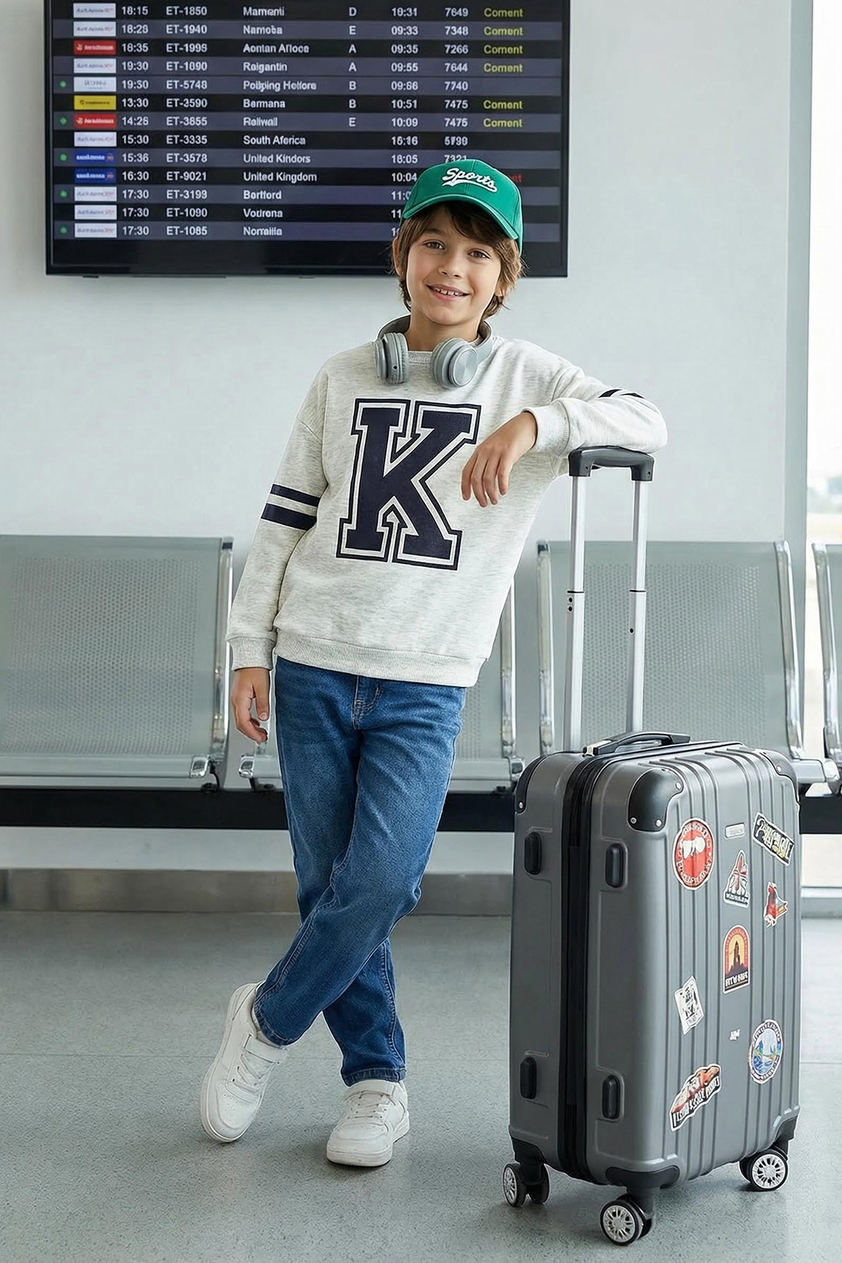 Trendyolmilla  Gri Melanj Polarlı Erkek Çocuk Slogan Baskılı Okul Pamuklu Örme Sweatshirt TKDAW25SW00014