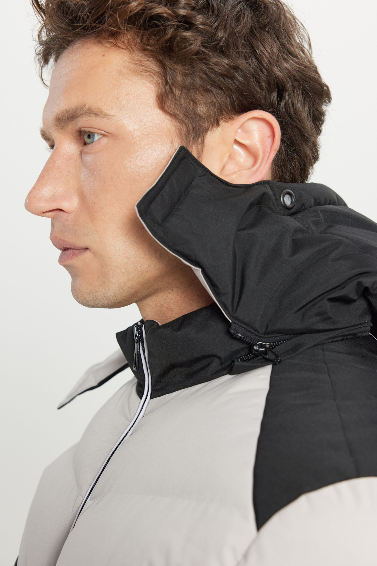 AC&Co / Altınyıldız Classics  Erkek Siyah-Bej Soğuk Geçirmez Sıcak Tutan Mont Kaban Standart Fit Dik Yaka Kapüşonlu Yan Cepli - Görsel 9