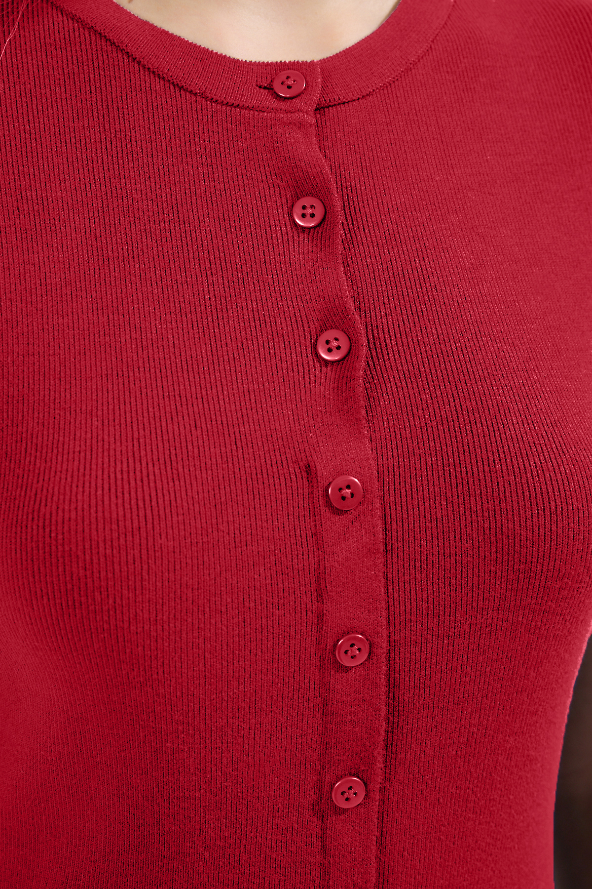 Trendyolmilla  Kırmızı Bisiklet Yaka İnce Triko İnce Bluz TWOSS25BZ00300 - Görsel 5