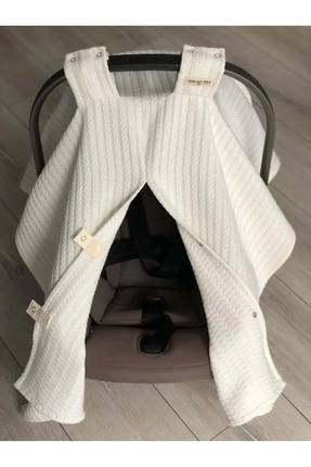 DERİN BOUTİQUES Krem Örgü Pike Puset Örtüsü