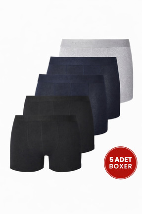 Tudors Erkek 5'li Pamuklu Likralı Esnek Kumaş Boxer
