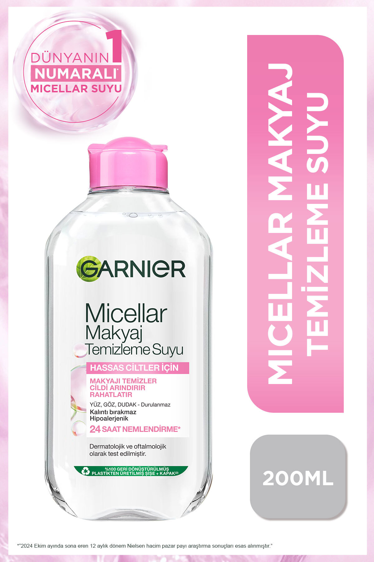 Garnier Micellar Makyaj Temizleme Suyu 200ML, 24 Saat Nemlendirme, Hassas Ciltler,Vegan&Cruelty Free - Fiyatı, Yorumları