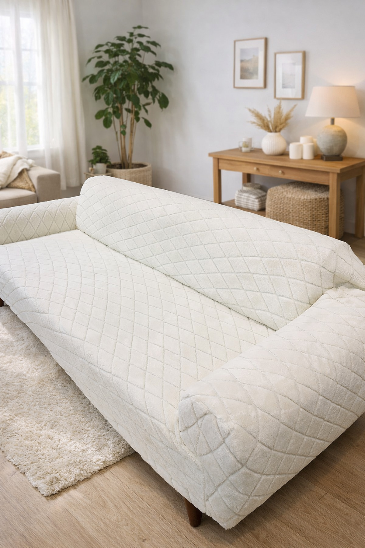 3 Seater Seat Cover with Soft Welsoft Elastic | Anti-Slip, Flexible and Washable Seat Cover