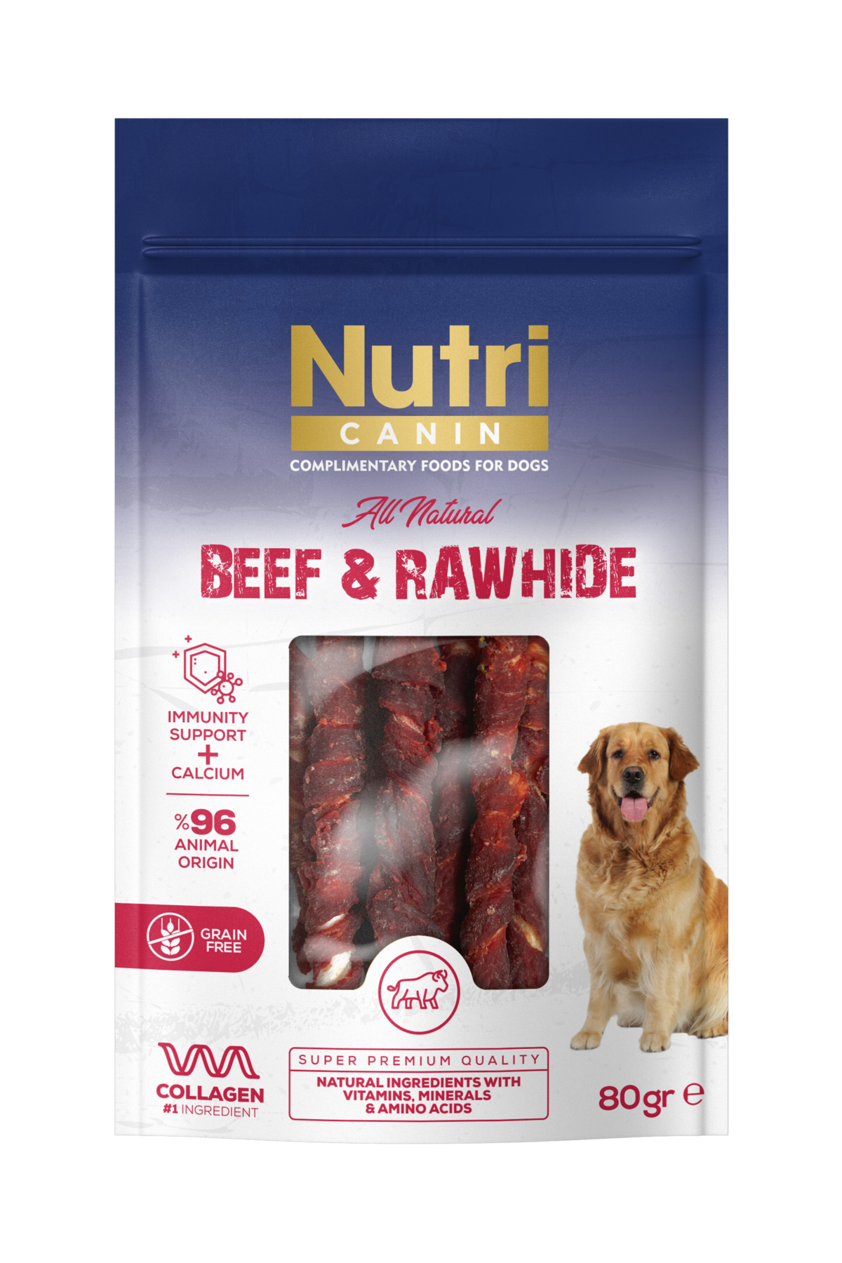 Rawhide Kemik Sığır 80gr Small-Medium - Kalsiyum, Kolajen ve Bağışıklık Desteği İçerir