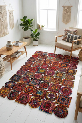 Koza Halı Natura El Dokuma Jüt Bohem Tarz Otantik Salon Oturma Odası Koridor ...