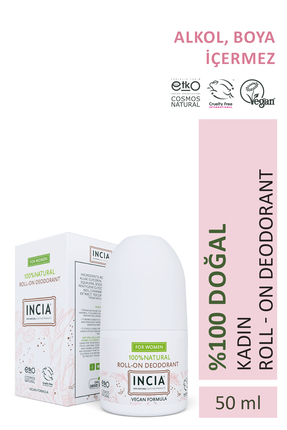 INCIA %100 Doğal Roll On Deodorant Kadınlar İçin Ter Kokusu Önleyici Lekesiz ...