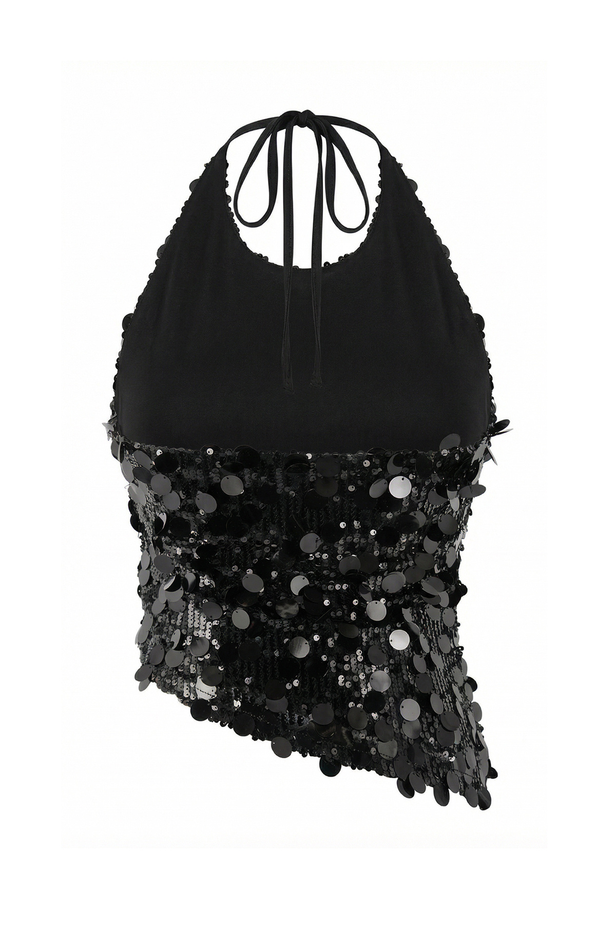 Trendyolmilla  Siyah Payetli Askılı Asimetrik Kesim Bluz TPRSS26BZ00017 - Görsel 6