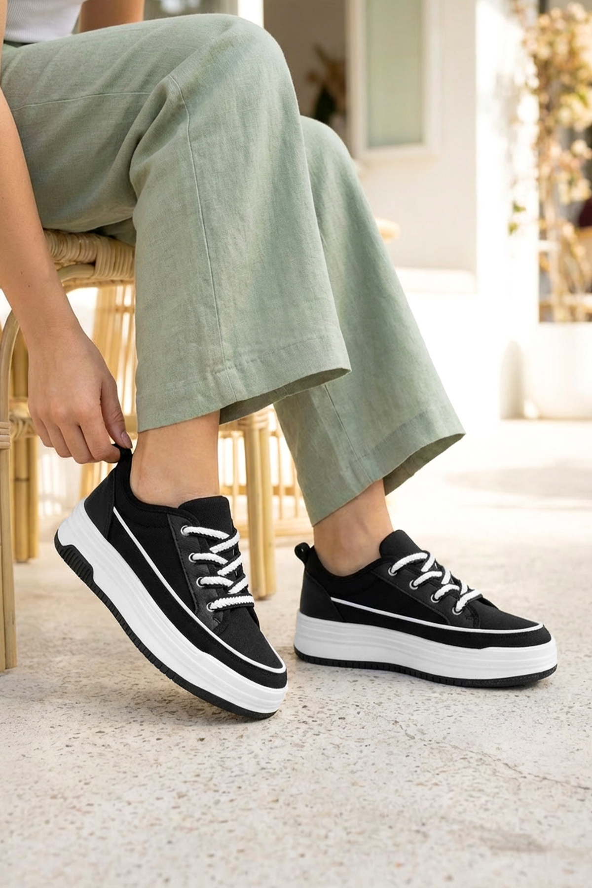 DARK SEER DS Opal Siyah Beyaz Kadın Sneaker